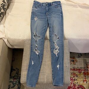 American Eagle Outfitters Light Blue Distressed Skinny Jeans